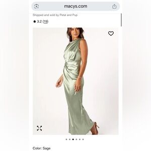 Petal and Pup Nadia One Shoulder Sage or Moss Green Cocktail Dress